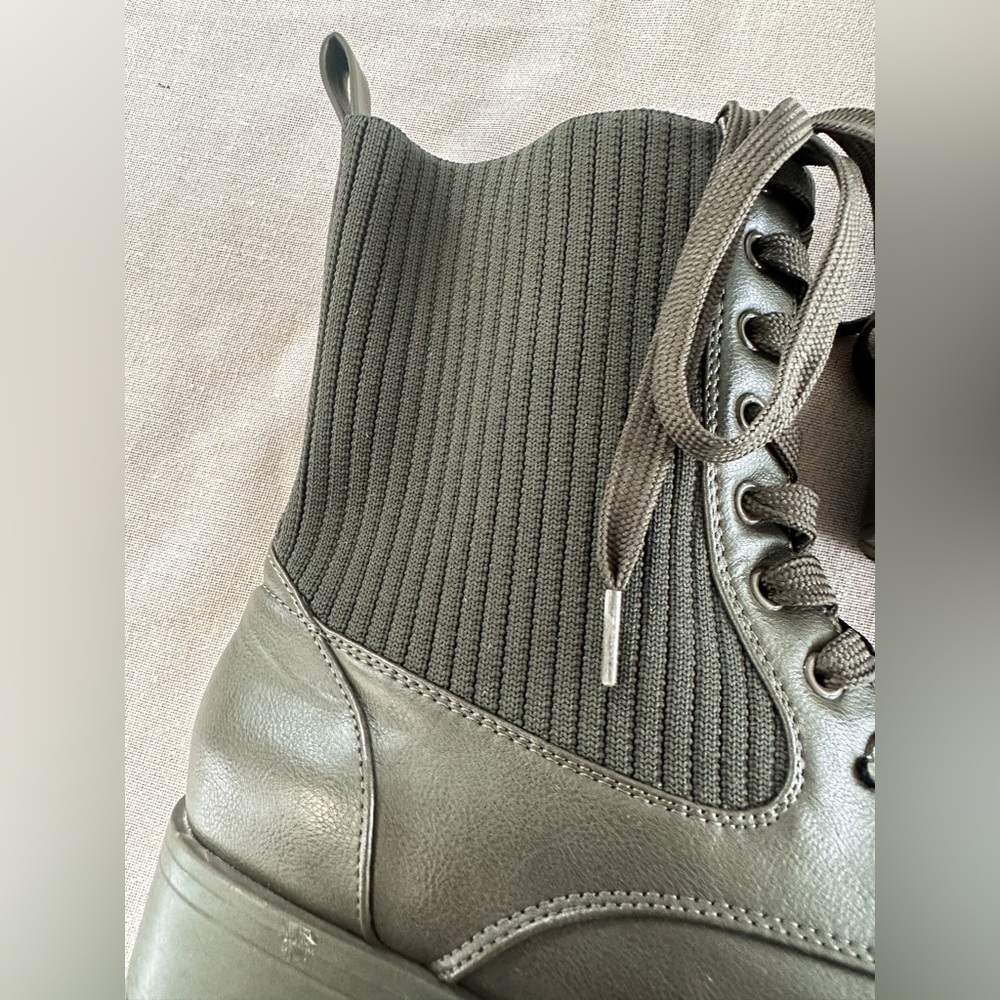 Army Green Combat Boots - Lace Front/Side Zip - Penn 8WW - Picture 6 of 11